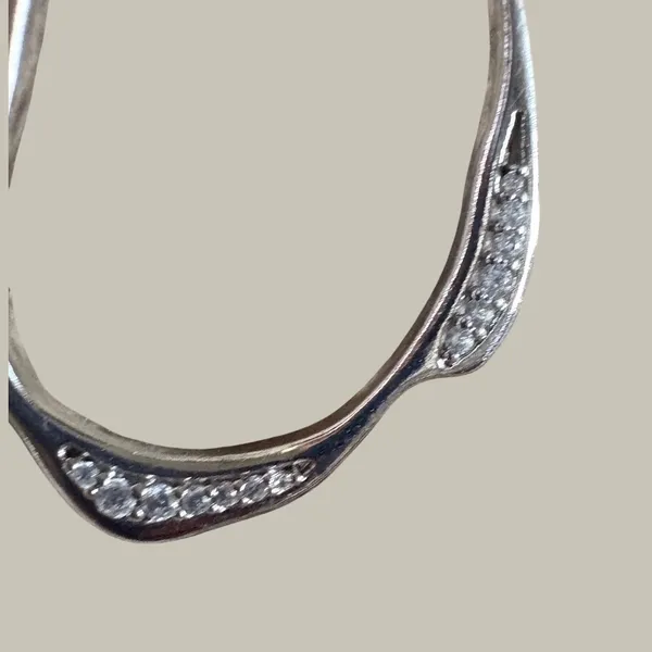 Kendra Scott Livi Fontal Hoops Silver Tone Pave Crystal Hoop Earrings Post Back - Image 11