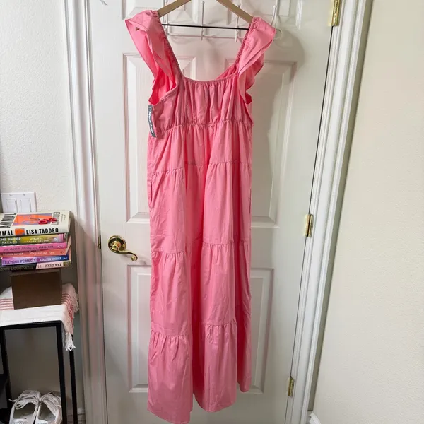 NWT ModCloth Notes of‎ Grace Pink Tiered Poplin Maxi Dress Womens Size L - Image 4