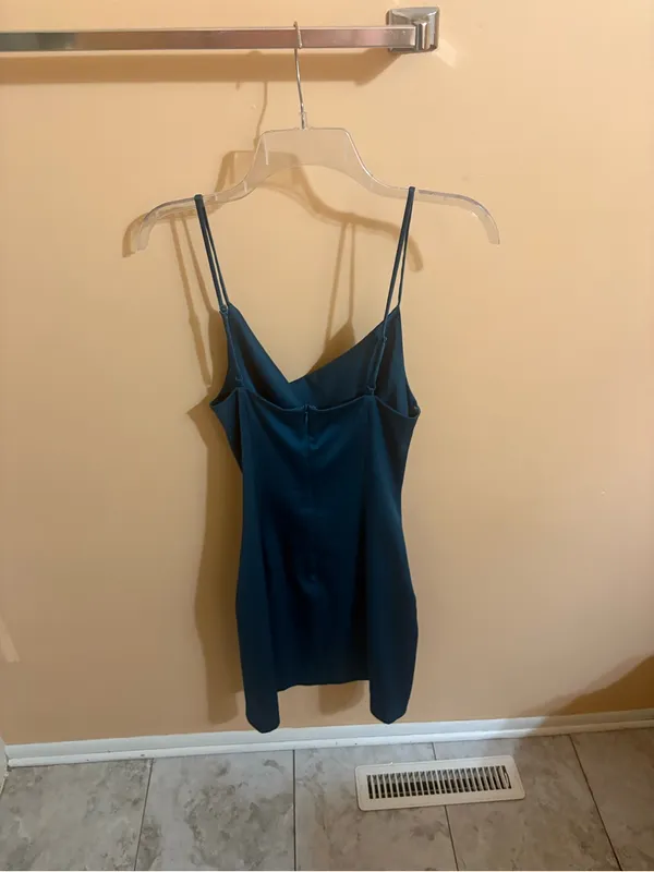 Elliatt Backstage cowl-neck satin mini dress in teal - Image 5