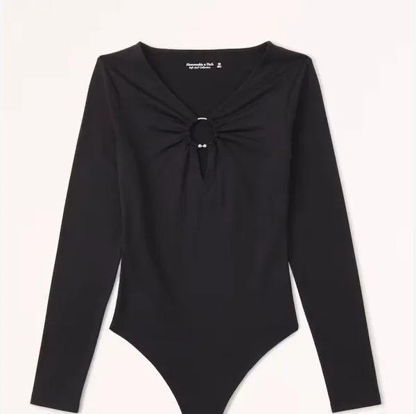 Long-Sleeve Seamless Fabric Keyhole Bodysuit - Image 2