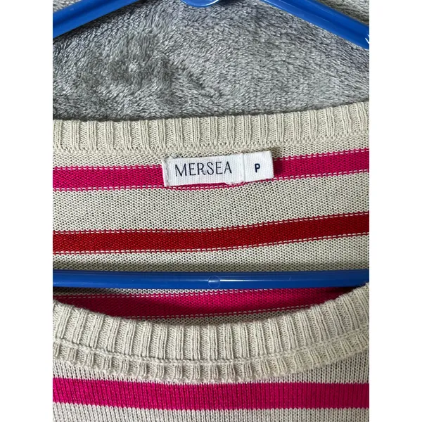 MERSEA‎ Catalina Crewneck Travel Poppy Stripe Pink Red Oversized Coastal Chic P - Image 4