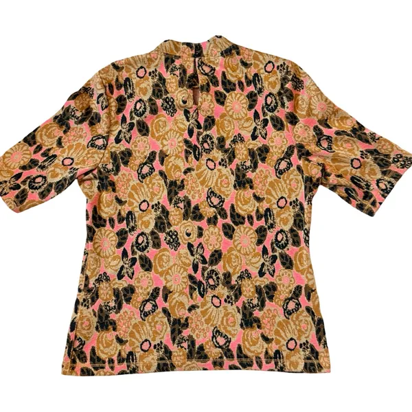 Anthropologie Maeve Floral Knit Top Mock Neck M 🌸🤎✨ - Image 8