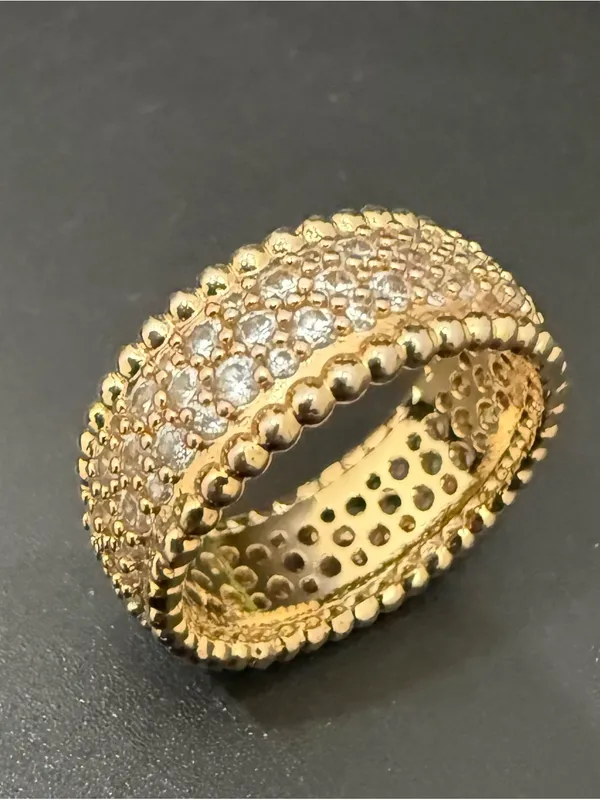 Unsigned Gold-plated Pave Crystal CZ Band Eternity Ring Size 8. - Image 5