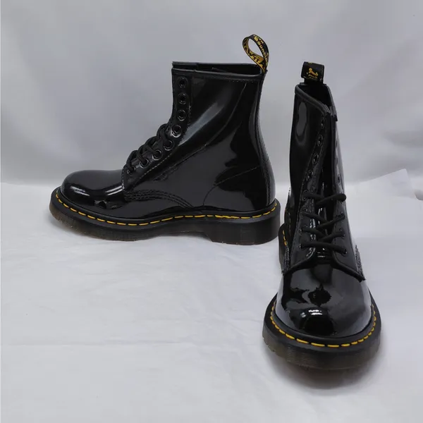 Dr. Martens Womens Combat Boots Size 6 Black Patent Moto Goth Punk Biker Street - Image 4