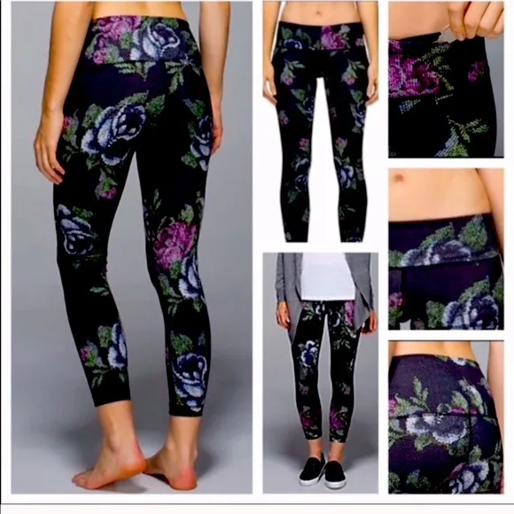 Lululemon Athletica Womens Wunder Under Leggings Multicolor Floral 24 Inch Waist - Image 4