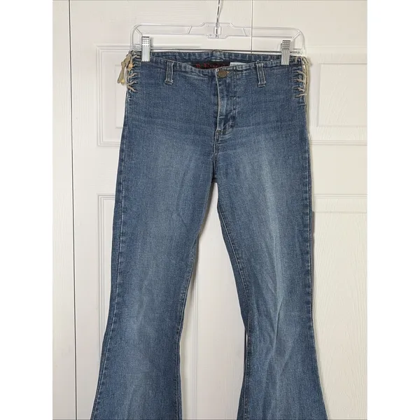 Mudd Side Lace Up‎ Flare Jeans Womens Size 3 Blue Y2K Vintage Bell Bottom Denim - Image 2
