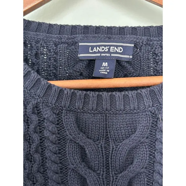 Land's End Cable knit sweater Size M - Image 3