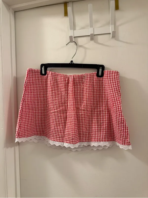 American Eagle Outfitters Red Gingham Mini Skirt - Image 3
