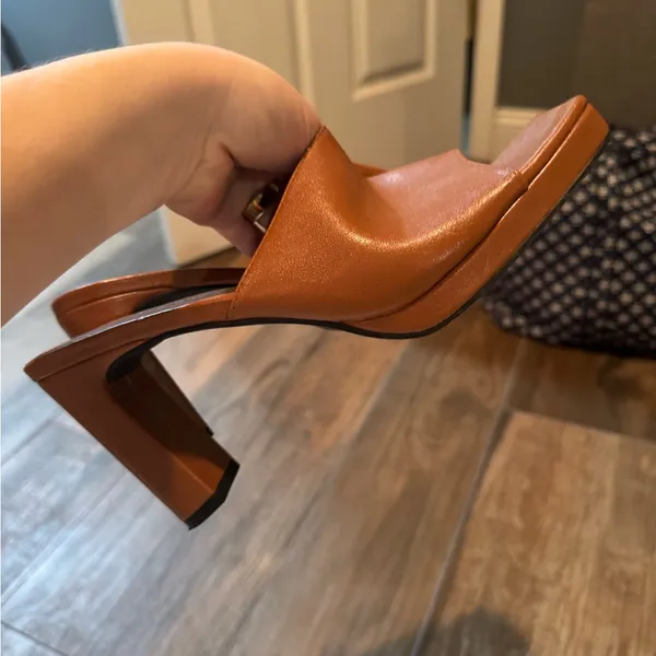 Princess Polly Brown Leather Heels - Image 6