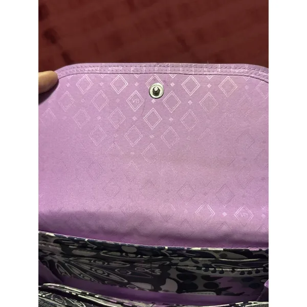 Vera Bradley Quilted Floral Medallion Wallet Clutch Snap Zip Coin Purple‎ Cotton - Image 6