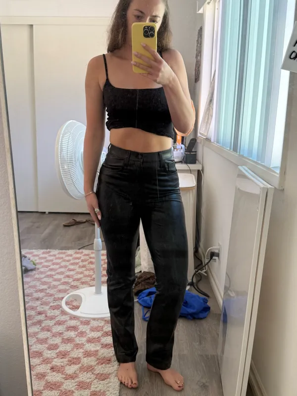 Vegan Abercrombie Leather Pants 90s Straight High-Rise - Image 2