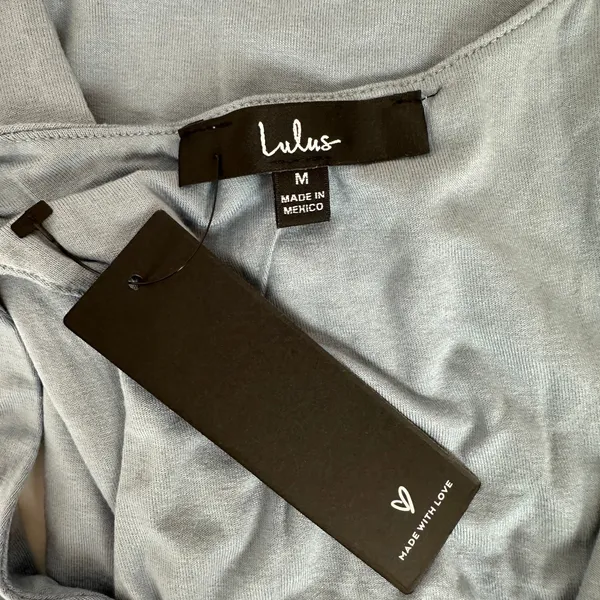 Lulus Feel Like Dancing Blue Crop Top Minimalist Stretch Jersey Basics M NWT - Image 5