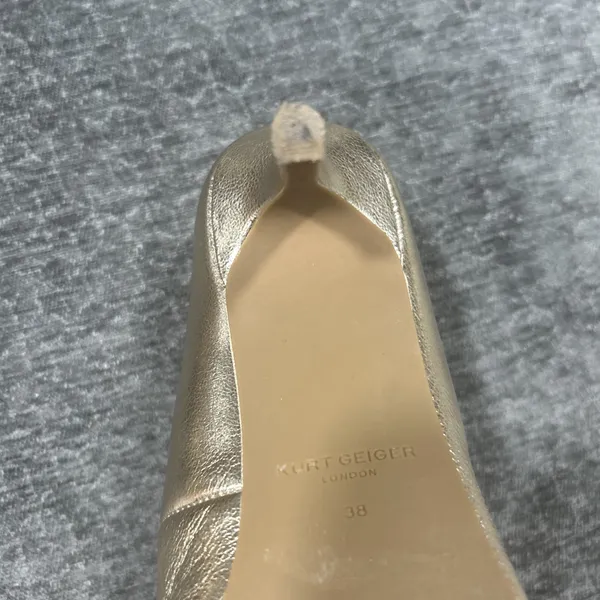 Kurt Geiger London Gold Metallic Leather Pointed Toe Pumps Heels EU 38 US 7.5/8 - Image 9
