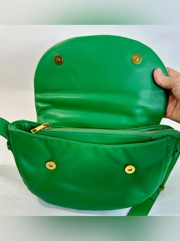 Free People Green Coney Vegan Crossbody, Soft Padded Crescent-Shaped Bag - Image 6