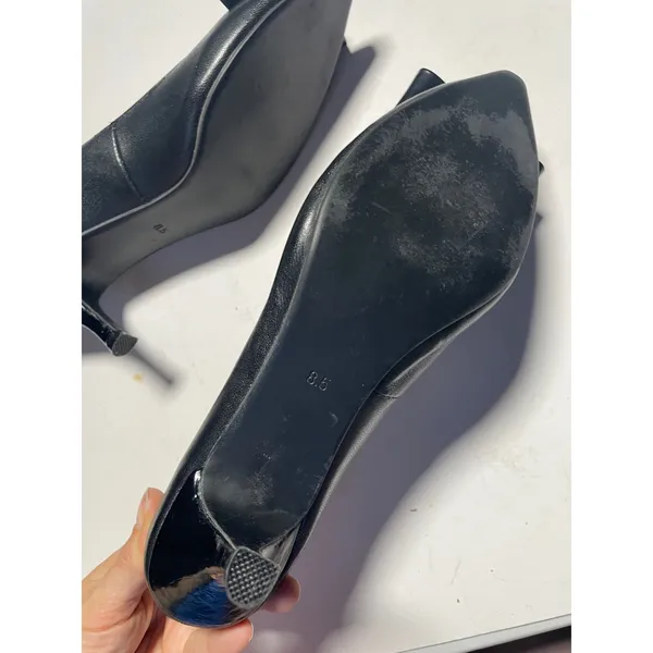 Jeffrey Campbell Pumps Womens 8.5 Black Leather Bow Kitten Heel Ibiza Last Dress - Image 5