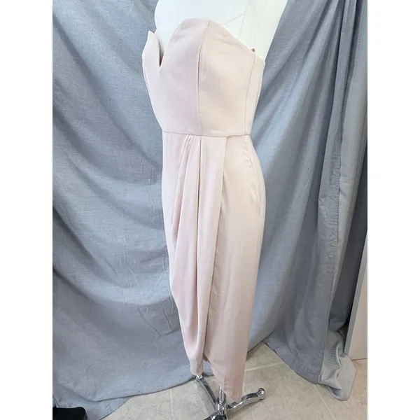 Shona Joy Blush Strapless Draped Cocktail Midi Dress Light Pink‎ 6 USA Wedding - Image 5