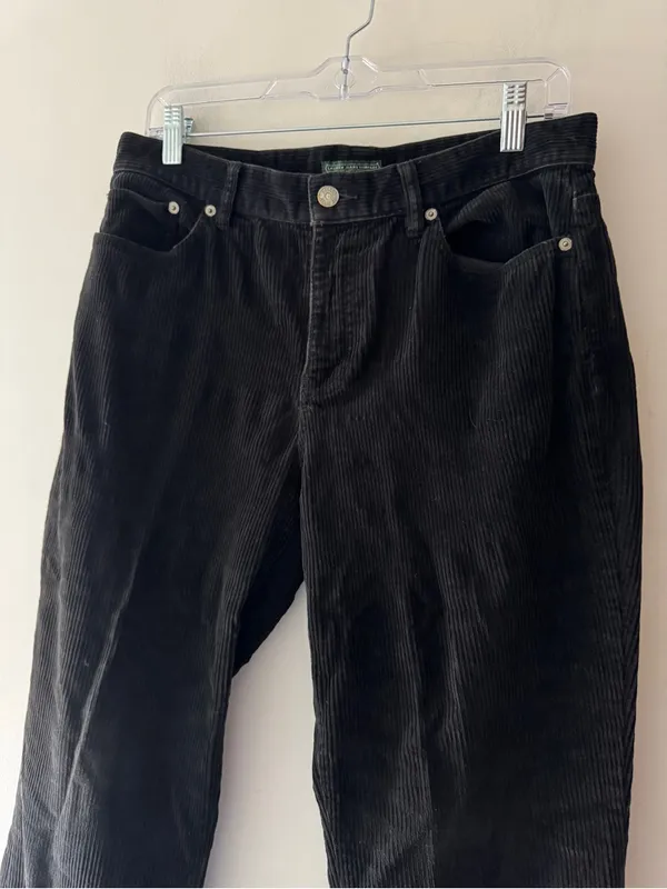 Ralph Lauren Jeans Company Vintage‎ Classic Bootcut Corduroy Pants Sz 10 Black - Image 2