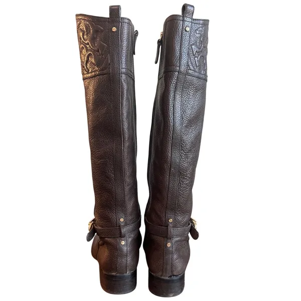 Tory Burch Marlene Dark Brown Tumbled Leather Riding Boots 8.5 - Image 3