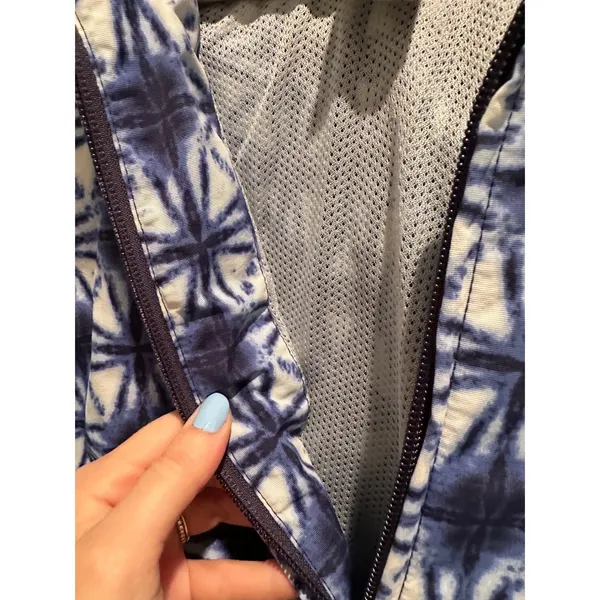 Duluth‎ Trading Co Women's Blue Geometric Hooded Grabreaker Rain Jacket Size XS - Image 5