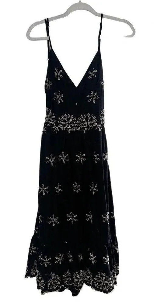 ZARA SIZE M WOMEN Embroidered Dress Black HALTER NECK - Image 3