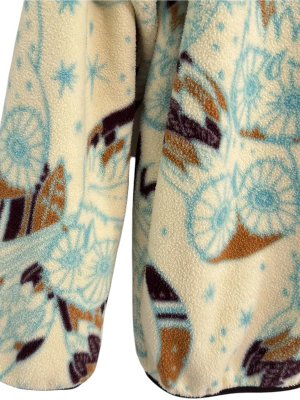 Patagonia Synchilla Snap-T Pullover Fleece Womens L Harvest Moon Owls Cream Blue - Image 4