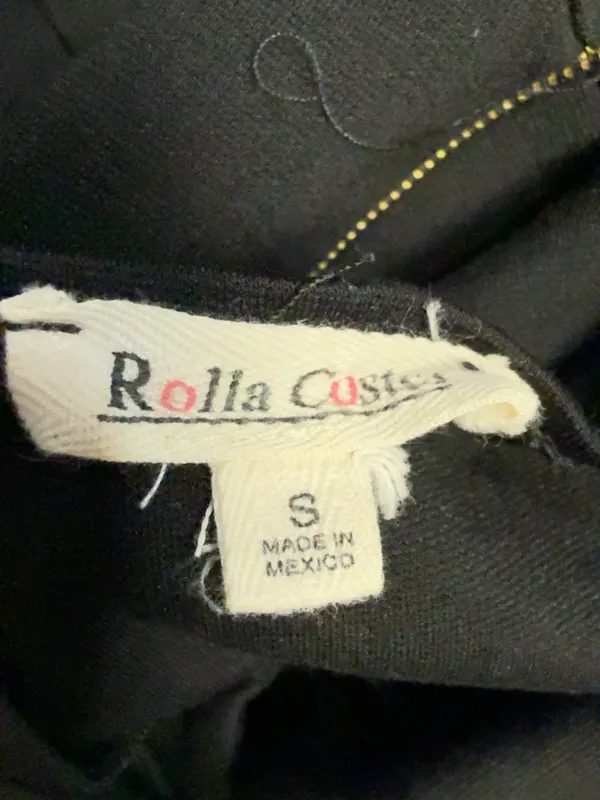 Rolla Coster Black Cutout Jumpsuit Gold Zip V-Neck Size S - Image 8