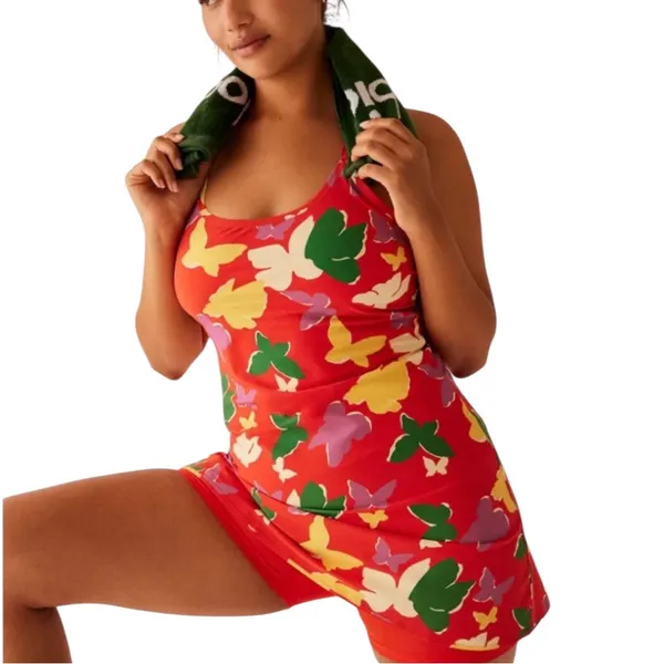 Outdoor Voices Exercise Dress butterfly print red XS shorts tennis Racerback - Image 2