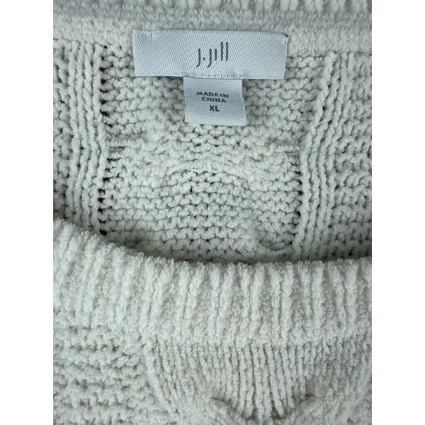 J. Jill Womens XL Ivory Cable Knit Chenille Fishermans Pullover Sweater Timeless - Image 3