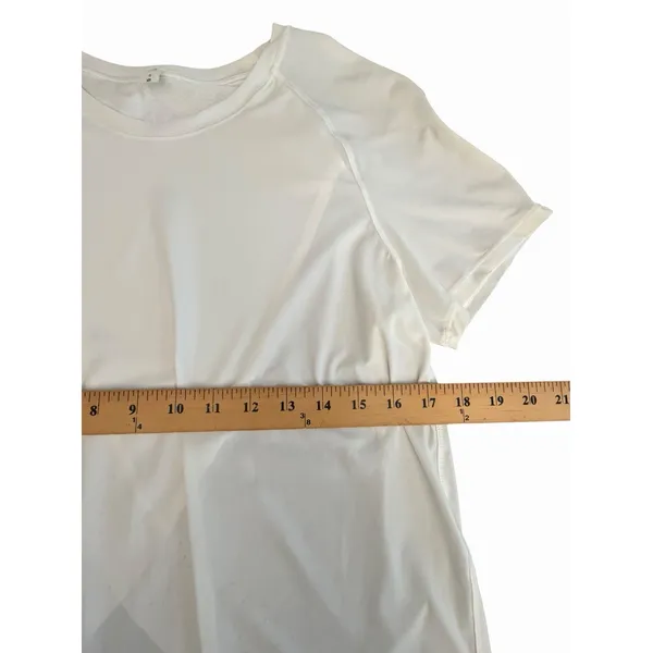 Lululemon Quick Pace Short Sleeve Shirt Women's 6 Crossover Lycra White #JJJ11-3 - Image 4