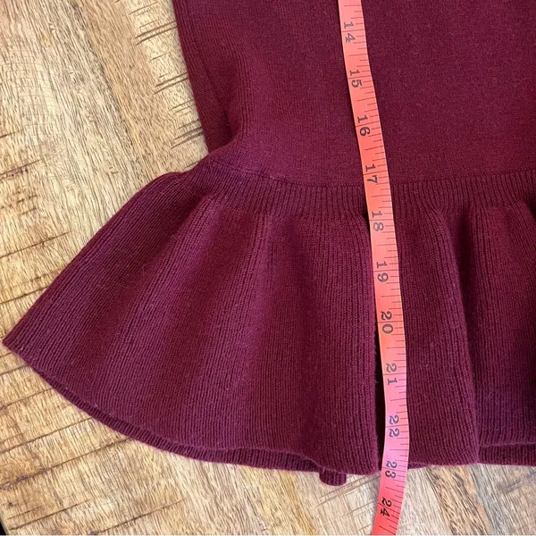 Ann Taylor Wool Blend‎ Short Sleeve Peplum Sweater Small Burgundy Maroon - Image 9