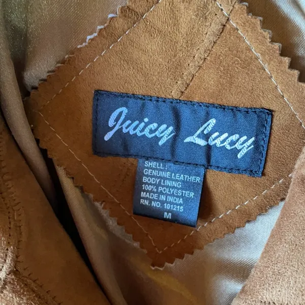 JUICY LUCY Tan/Brown Leather Suede Jacket Size M - Image 9
