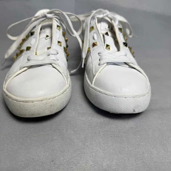Valentino Garavani Rockstud Untitled White Leather Sneakers Gold Studs 39 - Image 3