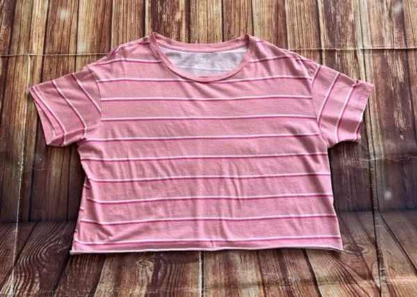 PINK Victorias Secret Womens Short Sleeve Round Neck Crop Top Pink Size Medium - Image 3