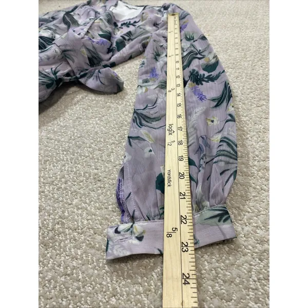 Ivy City Co Sweet Caroline Floral Maxi Dress Size M Lavender Wrap Smocked Sleeve - Image 13