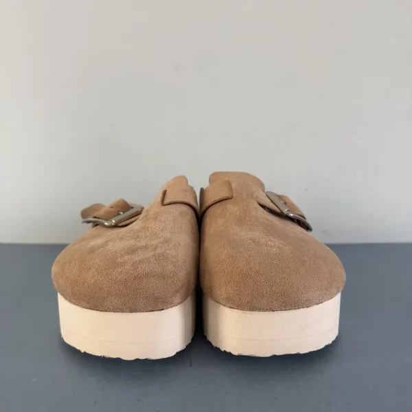 Madden Girl Cutiepie Platform‎ Sand Tan Suede Buckle Slip-On Clogs - Image 3