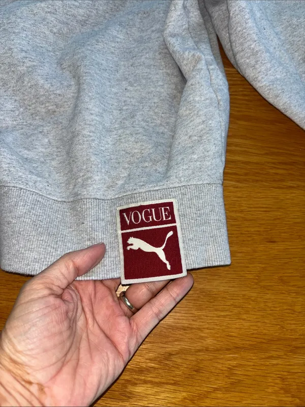 Vogue Light Heather Gray Hoodie with Burgundy Logo - Image 5