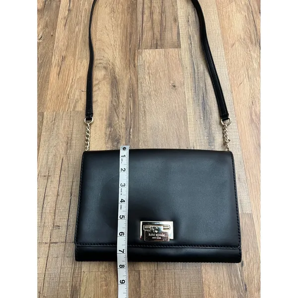 Kate Spade Black Crossbody Bag 100% Cow Leather‎ Gold Lock - Image 7