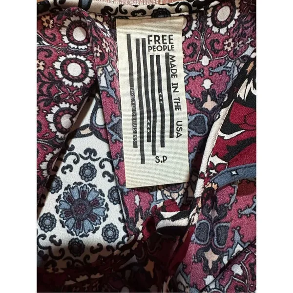 Free People Deep Red, Blue, White pattern mini dress sz‎ S - Image 3