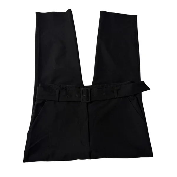 H&M Black Belted Tapered Ankle Pants Size 10 High Rise - Image 4