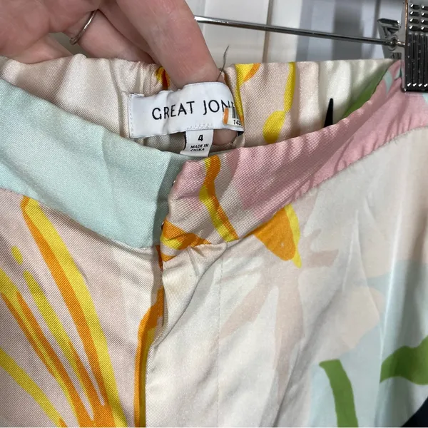 Great Jones Pants Wide Leg Multi Floral size 4 coastal Beachy resortwear Flowy‎ - Image 3