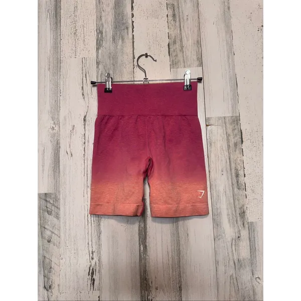 Gymshark Ombre Seamless Shorts Womens Size Extra Small XS Berry Orange Athletic - Image 3