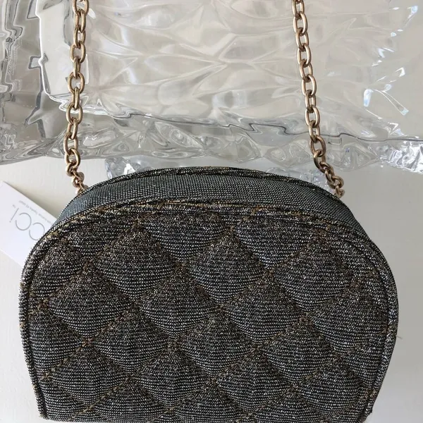 LONG CHAIN CROSSBODY GOLD GLITTER SHOULDER BAG Purse Evening Occasion Bag - Image 9