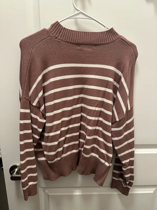 Brown Striped Sweater High Neck  - Image 2
