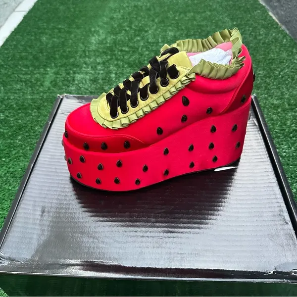 womens size 6 Strawberry shortcake X dolls kill Watermelon Platform Sneakers - Image 2