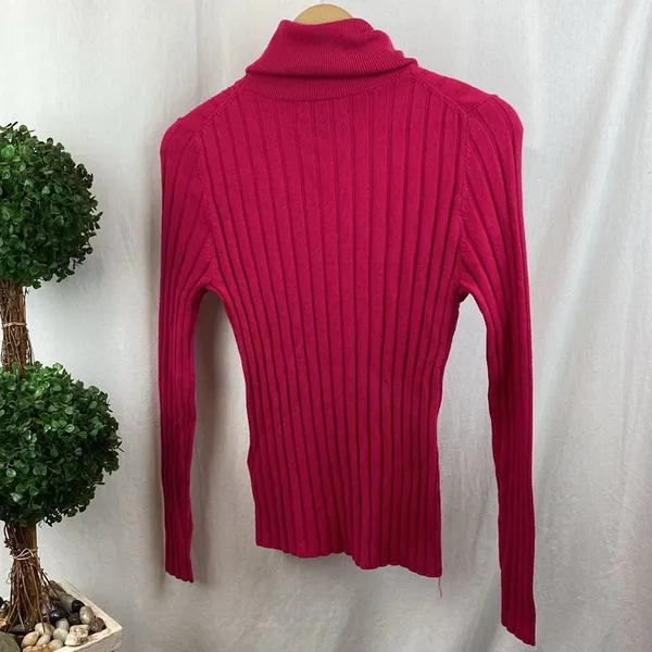 Banana Republic 100% Wool Pink Long Sleeve Ribbed Knit Turtleneck Sweater M - Image 3
