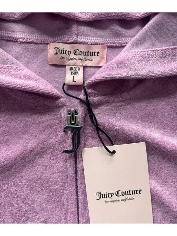 Juicy Couture Dewberry Pink Terry Rhinestone Hoodie Shorts Set NWT L Y2K - Image 3