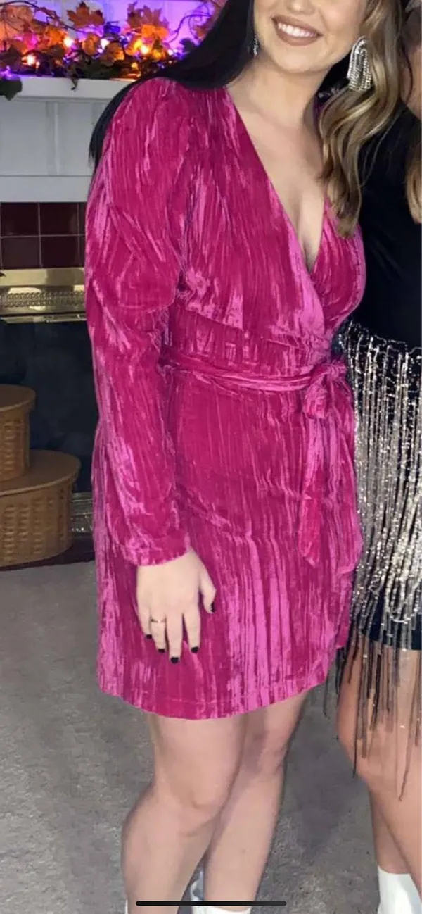 Adelyn Rae Pink Velvet Dress - Image 7