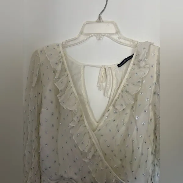 Abercrombie & Fitch Metallic Dot Ruffle Wrap Top Size S - Image 12