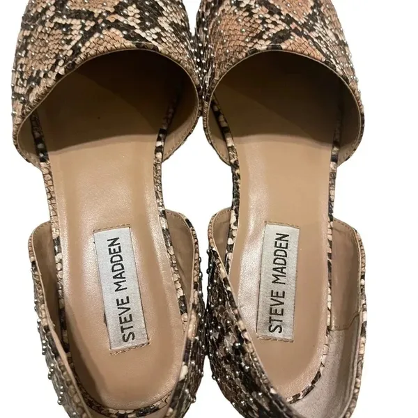 🐍 Steve Madden TALENT Snakeskin Loafers 👠 Studded Slip-On D’Orsay Flats Size 8 ✨ - Image 2