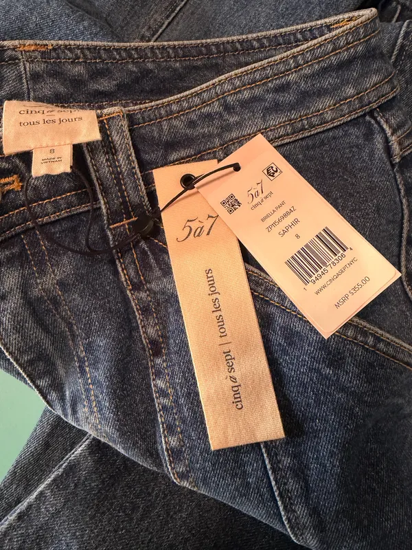 Cinq A Sept Briella Denim Jeans Pant Blue Saphir Size 8 - Image 4